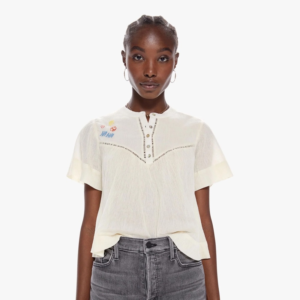 NWT MOTHER The Giggler (Ha Ha) Top Size Small 100% Cotton